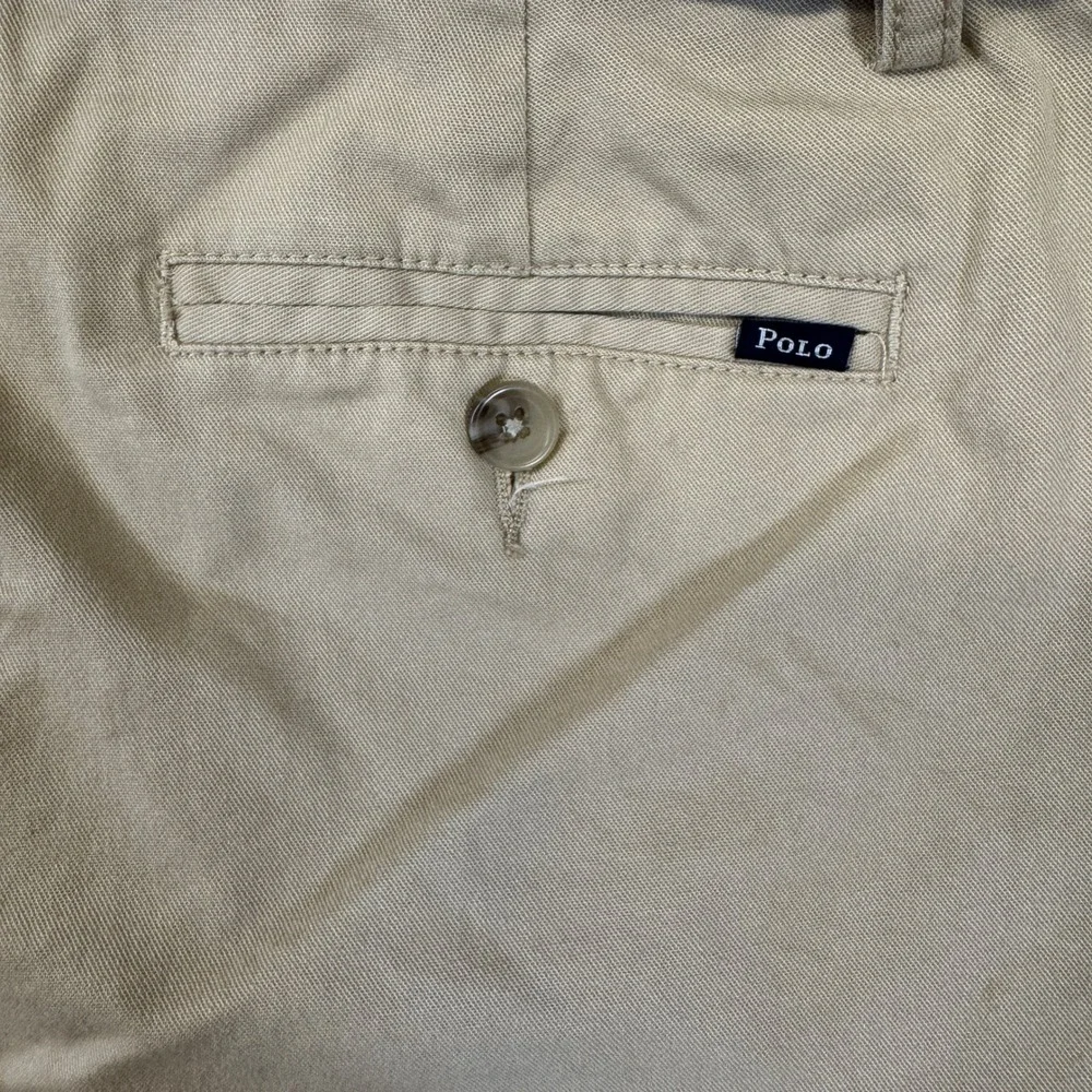 Polo Ralph Lauren Boys Khaki Chino Shorts Tan Belted Sz 14 Stretch Cotton Twill
